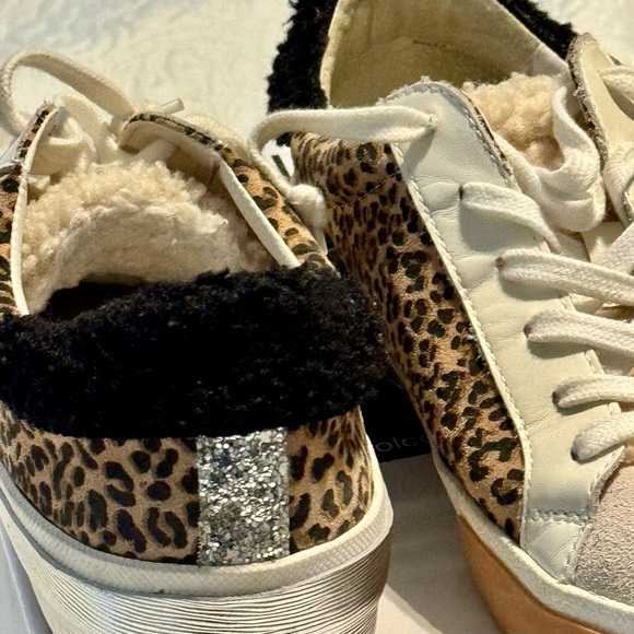 🔥Dolce Vita Zina Leopard Glitter Heel Silver Metallic Faux Fur Sneakers 8.5🔥 - Picture 2 of 8